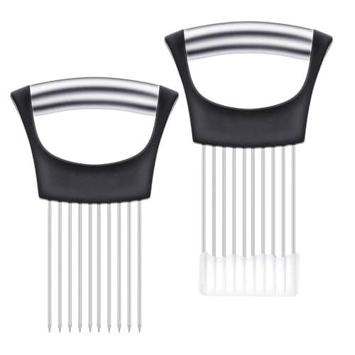 Onion Slicer with Ergonomic Handle - Stainless Steel Vegetable & Meat Cutter