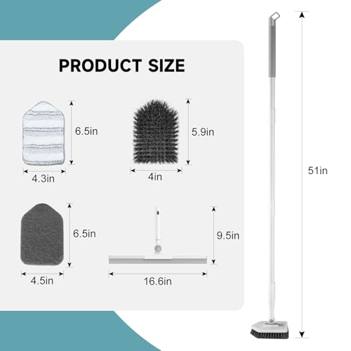 Nacena 4-in-1 Shower Scrubber with Adjustable Long Handle