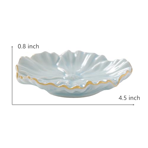Maxsirui Ceramic Flower Ring Dish - Blue Jewelry Trinket Tray