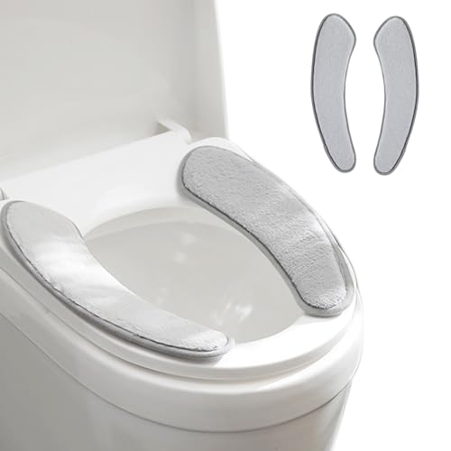 Washable Toilet Seat Cushion Cover - Thick, Warm, Adhesive Grey Mat
