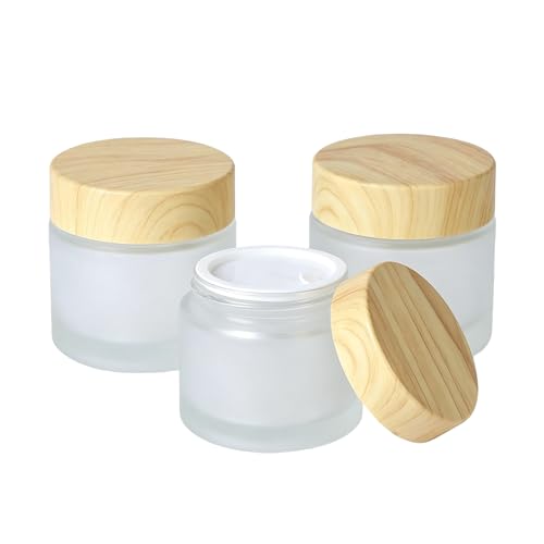 Ericotry 3-Pack 10ml Refillable Glass Cosmetic Jar Pots with Lids