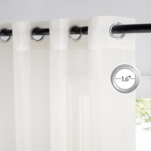 NICETOWN Natural Sheer Curtains, 54x84 Inch Grommet Panels, 2-Pack