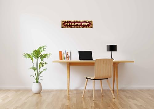 Dramatic Exit Vintage Tin Sign - 4x16 Inch Retro Metal Plaque for Home, Bar, Garage, Garden