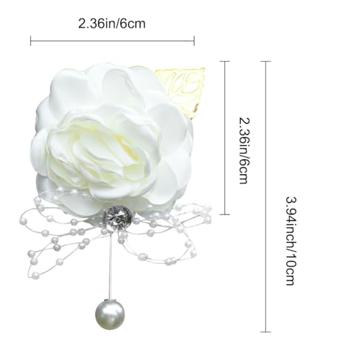 Ivory Handmade Silk Rose Wrist Corsage & Boutonniere Set
