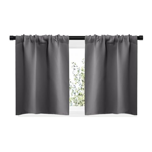 NICETOWN Grey Blackout Curtains 29"W x 20"L - Set of 2 Panels