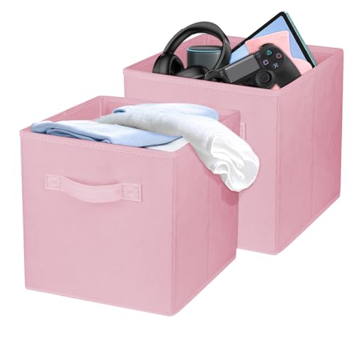 Zuihug 10.5-Inch Collapsible Fabric Storage Cubes - Pink, Set of 2