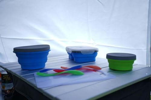 Collapsible Silicone Bowl with Lid for Camping - Medium Green
