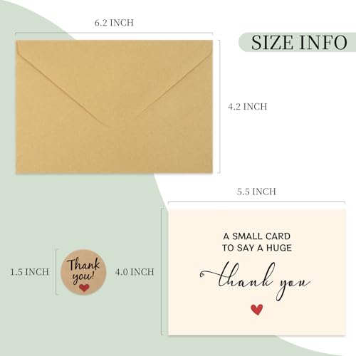 JIXZEN 25 Pack Thank You Cards with Envelopes | 350GSM, Perfect for Weddings, Business, Baby Showers & More