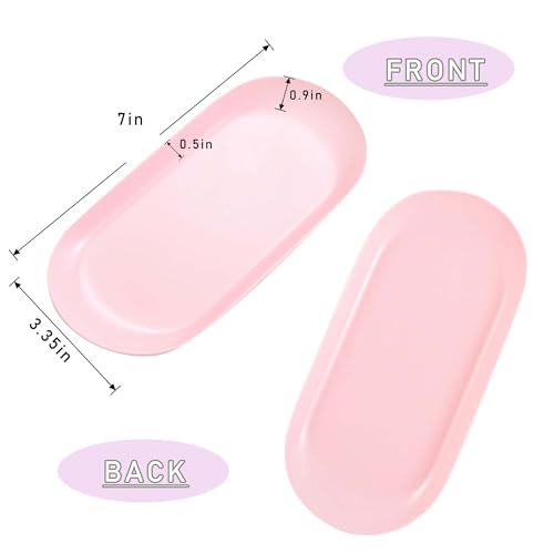 Pink Nail Tool Tray & Oval Manicure Display Dish for Cosmetics