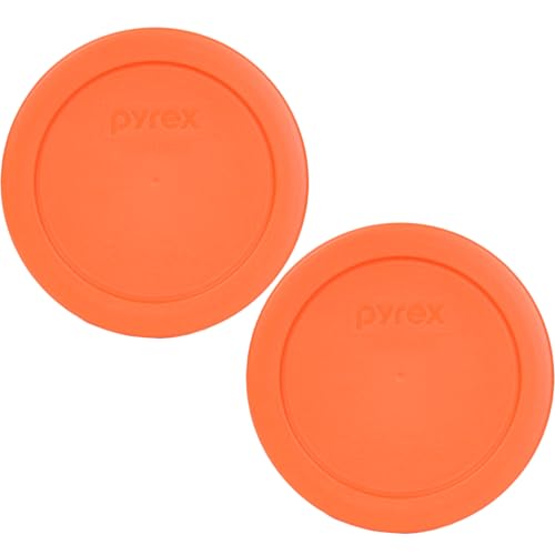 Pyrex 7200-PC 2-Cup Orange Replacement Lids - 2-Pack BPA-Free Plastic