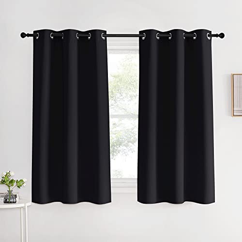 NICETOWN Blackout Curtains - 42"W x 60"L Thermal Insulated Grommet Panels, Black (Set of 2)