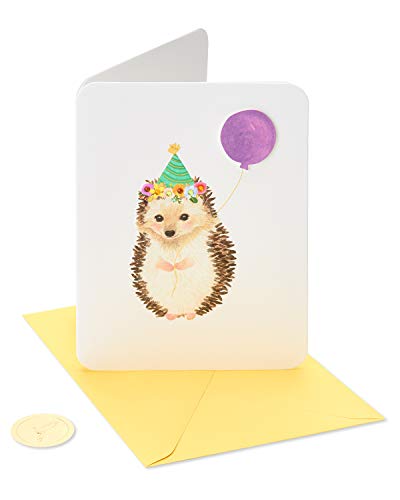 Papyrus Hedgehog Birthday Card - Cute Design, 5x7 Size