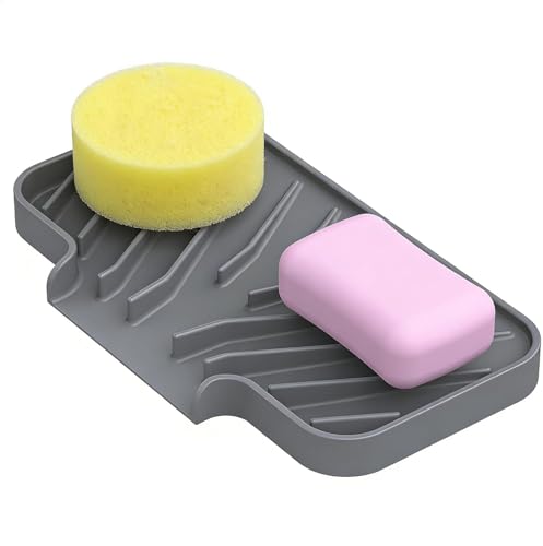 JIUBAR Self-Draining Kitchen Sponge Holder - 8" x 4" Heat-Resistant Tray