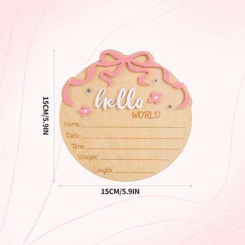 Hello World Newborn Name Sign - Wooden Birth Announcement Board
