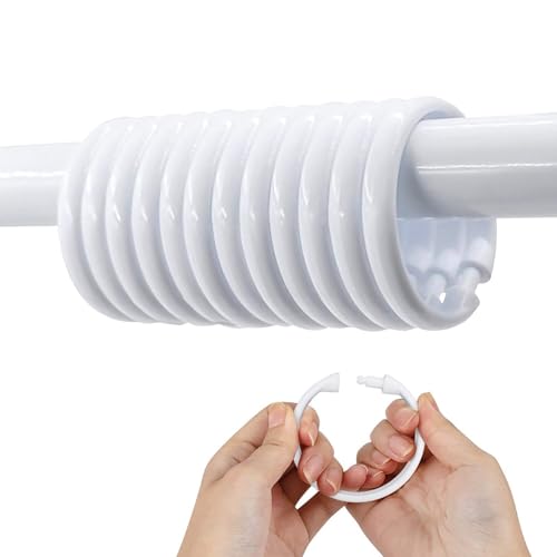 Clear Plastic Shower Curtain Hooks - 12 Pack O-Shaped Clips for Smooth Gliding