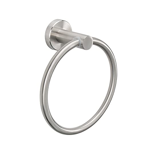 NearMoon Brushed Nickel Bath Towel Ring, Wall-Mounted Stainless Steel Holder