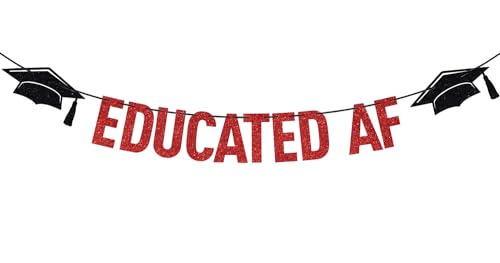 Black Glitter Educated AF Graduation Banner - Class of 2026