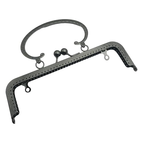 Metal Purse Frame 7.9 Inch Kiss Clasp Lock for DIY Bag Making Gunblack