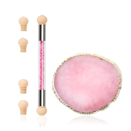 SQULIGT Resin Nail Art Palette and Ombre Sponge Brush Set with Replacement Heads