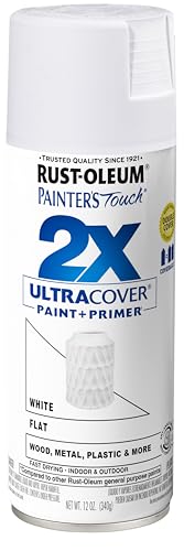 Rust-Oleum Painter's Touch 2X Ultra Cover Spray Paint - Flat White, Fast Drying, Durable for Indoor/Outdoor Use