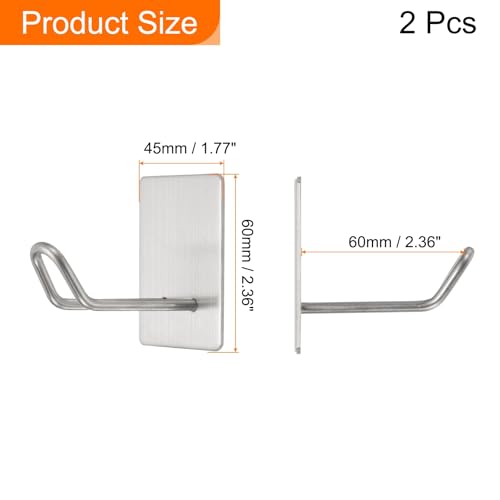HARFINGTON Waterproof Stainless Steel Adhesive Wall Hooks - 2 Pack