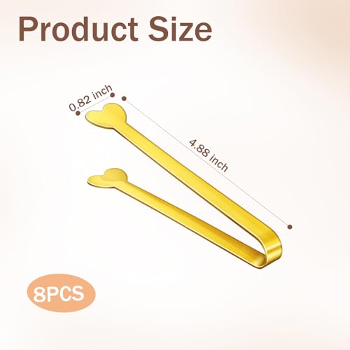 Gold Mini Serving Tongs Set - 8 PCS Stainless Steel Kitchen Utensils