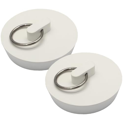 Luomorgo 2 Pack Rubber Drain Stopper Fits 1-3/4 to 1-7/8 Inch Drains White