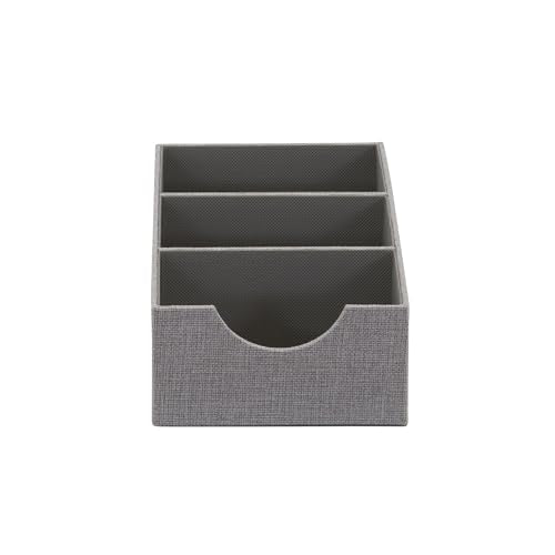 Household Essentials Grey 727-1 Deep 3 Section Drawer Organizer Box for Storage | 12 in x 6.13 in x 3.13