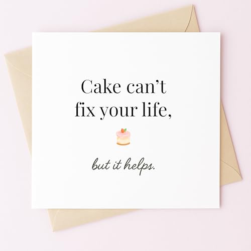 MissDaisy Funny Birthday Card – 'Cake Can't Fix Your Life' Humor