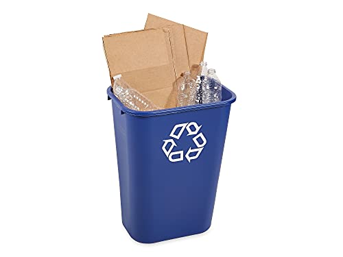 Rubbermaid Commercial Deskside Recycling Can 10.25-Gallon Blue - Durable Plastic Bin for Office & Home