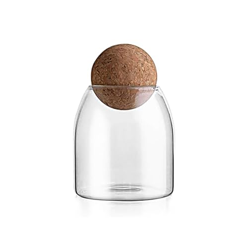 500ml Round Glass Candy Jar with Spherical Cork Lid