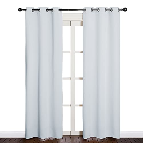 NICETOWN Thermal Insulated Blackout Curtains, 34" x 84", Greyish White, 2 Panels