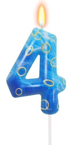 Number 4 Birthday Candle - Blue Hedgehog Theme Cake Topper for Kids
