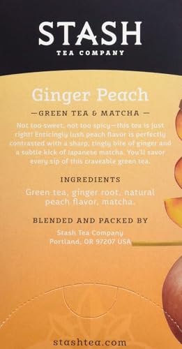 Stash Tea Green Tea Ginger Peach with Matcha - 18 Count Pack