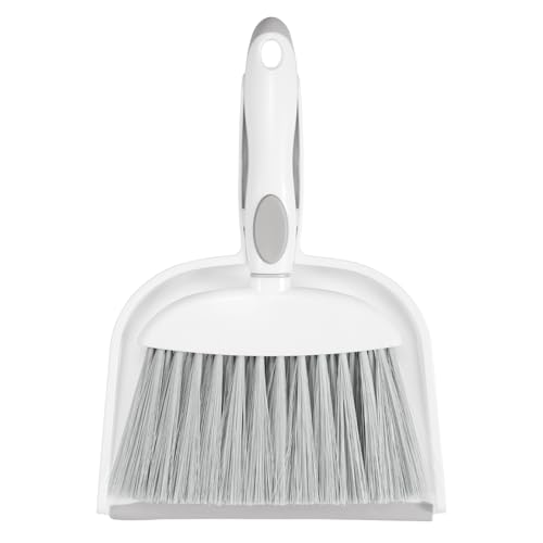 NACENA Mini Dust Pan and Brush Set, Grey White, Ultra Thin Design