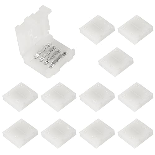 10mm 4-Pin LED Strip Connectors for RGB 5050 Light Strips - 12 Pack