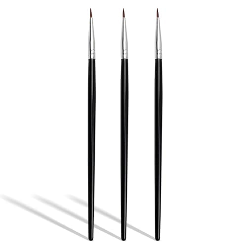 Zoolinn 3 Pcs Pointed Eyeliner Brush Set with Soft Fiber Bristles