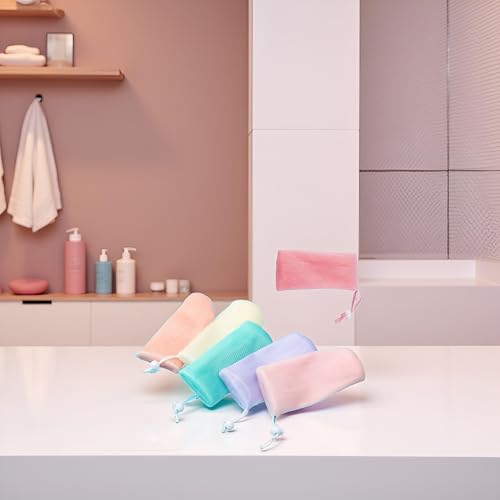 6-Pack Exfoliating Mesh Soap Pouch Bubble Foam Net Bag for Shower