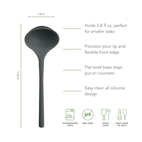Tovolo Charcoal Small Silicone Ladle - Heat Safe, BPA Free, Dishwasher Safe for Sauces & Soups