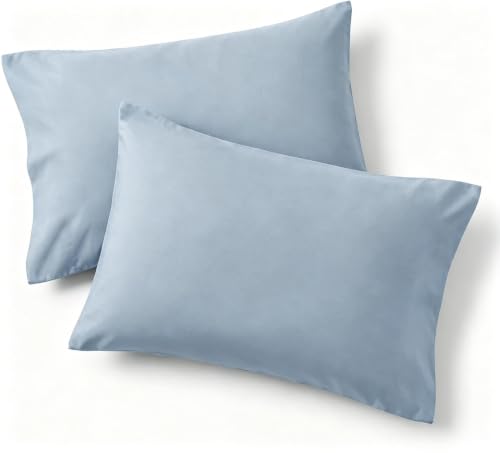 Cathay Home Standard Pillowcases, 20x30 Microfiber Set of 2 - Blue Fog