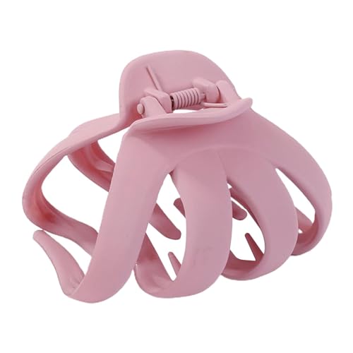 Pink Large Octopus Hair Claw Clip - Ultra-Light Anti-Slip Grip for Thick Hair