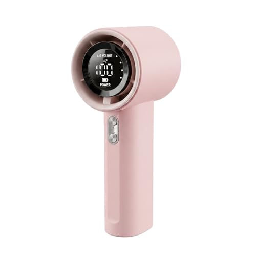 Berrtinfn Portable Handheld Turbo Fan - 5-Speed Rechargeable Pink Fan