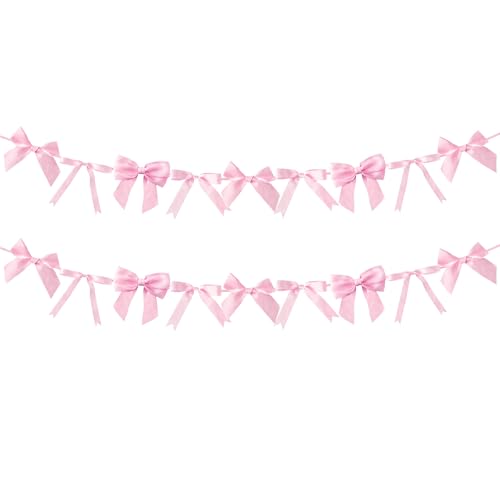 WATINC Pink Bow Garland Set - 2pcs Decorative Banner for Parties