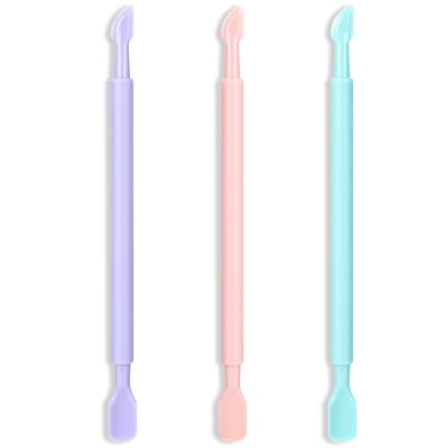 Plastic Nail Cuticle Pusher Set, Dual-End Dead Skin Remover - 3 Pack