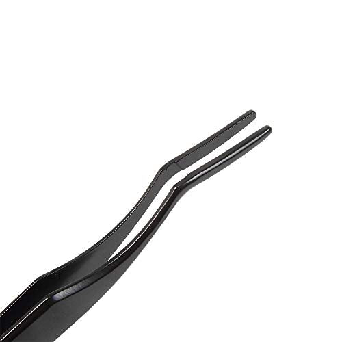 FEITA Curved Eyelash Applicator Tool - Stainless Steel Black Tweezer