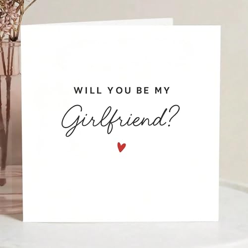 Will You Be My Girlfriend Card - Romantic Minimalist Proposal Note