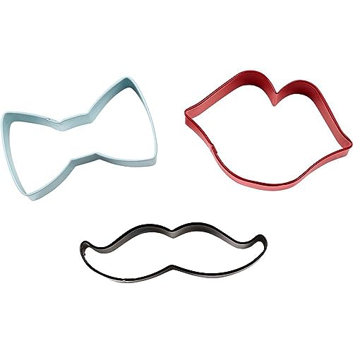 Wilton 3-Piece Cookie Cutters Set - Tie, Mustache & Lips Shapes