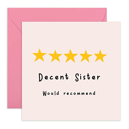Birthday Card for Sister - 'Decent Sister' with Fun Stickers