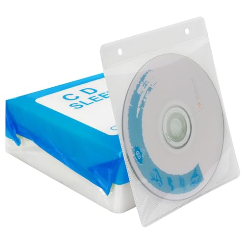 RICHEN Double-Sided CD & DVD Storage Sleeves - 100 Pack (White)