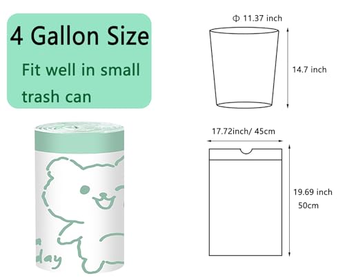 4 Gallon Drawstring Trash Bags - 60 Count with Floral Print